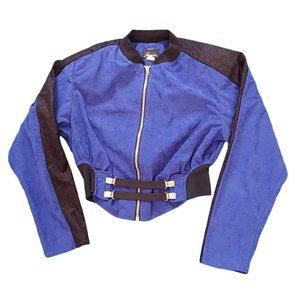 Vintage Jamie Retro Women's Full Zip Jacket Blue Black Long Sleeve Size 13